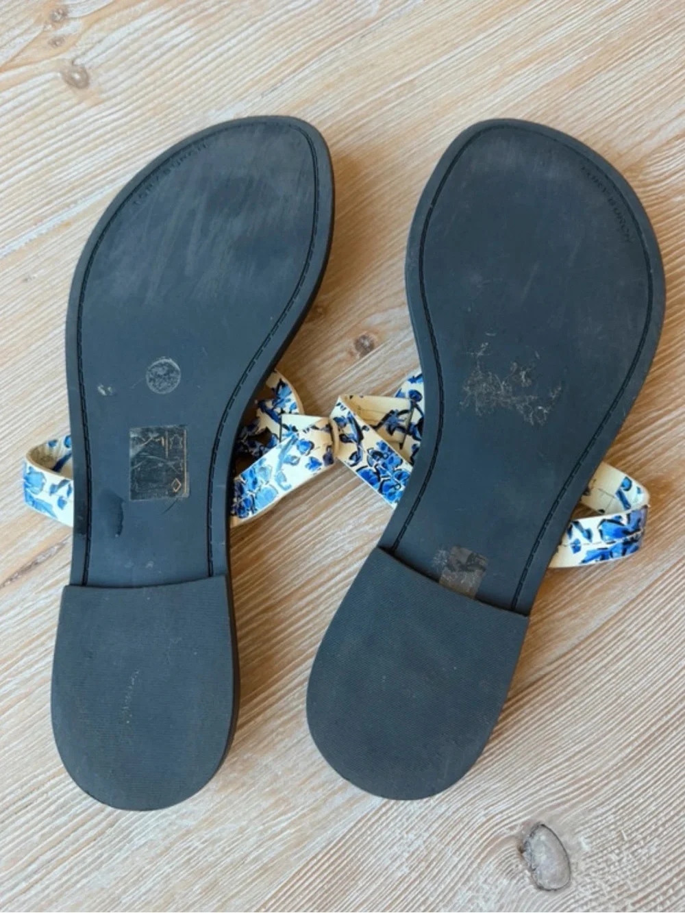 Tory Burch White Sandals with Blue Floral Print